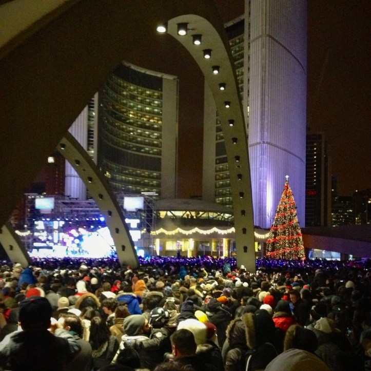 The New Year's Eve crowd in Toronto.