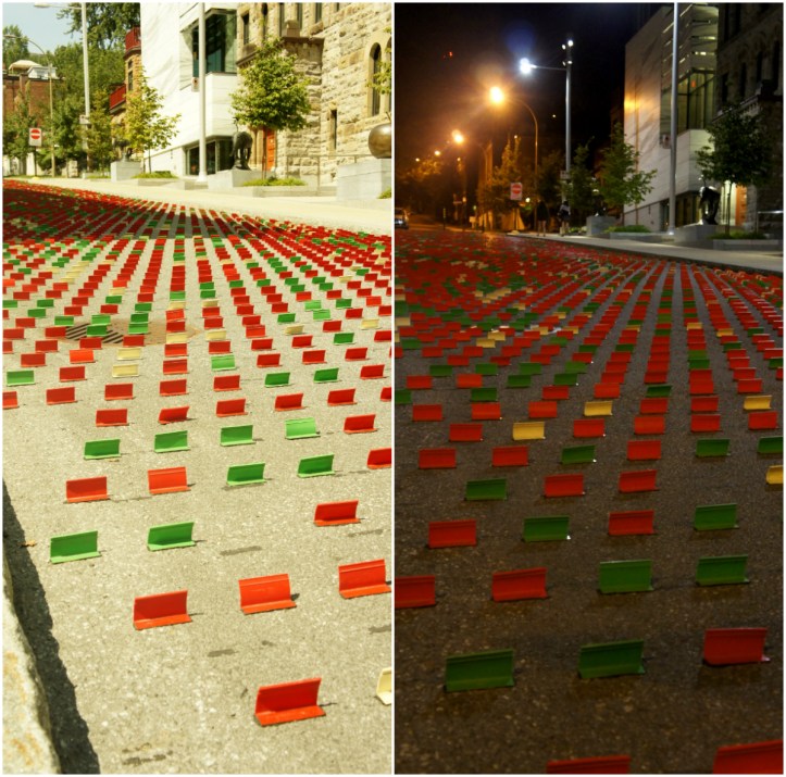 Poppies by day, poppies by night.