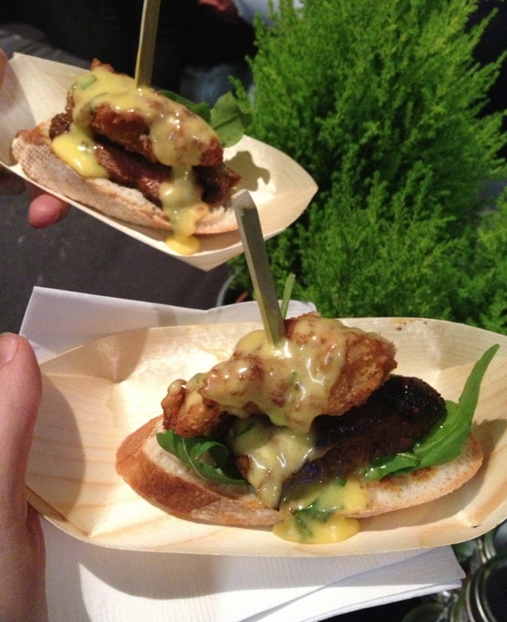 YumTown City's "Carpet Steak" sandwich with a deep fried oyster on top...so good.