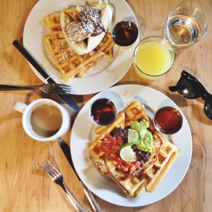 Waffle brunch at Pressed Cafe.