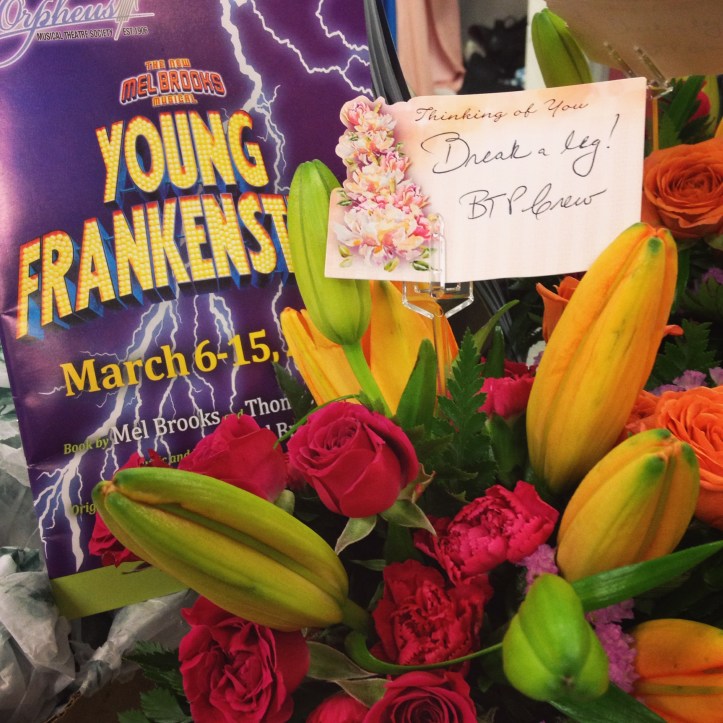 Surprise flowers on opening night from the lovelies co-workers. 